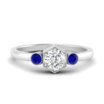 Load image into Gallery viewer, Hexagon Bezel 3 Round Stone Engagement Ring
