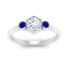 Load image into Gallery viewer, Hexagon Bezel 3 Round Stone Engagement Ring