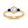 Load image into Gallery viewer, Hexagon Bezel 3 Round Stone Engagement Ring