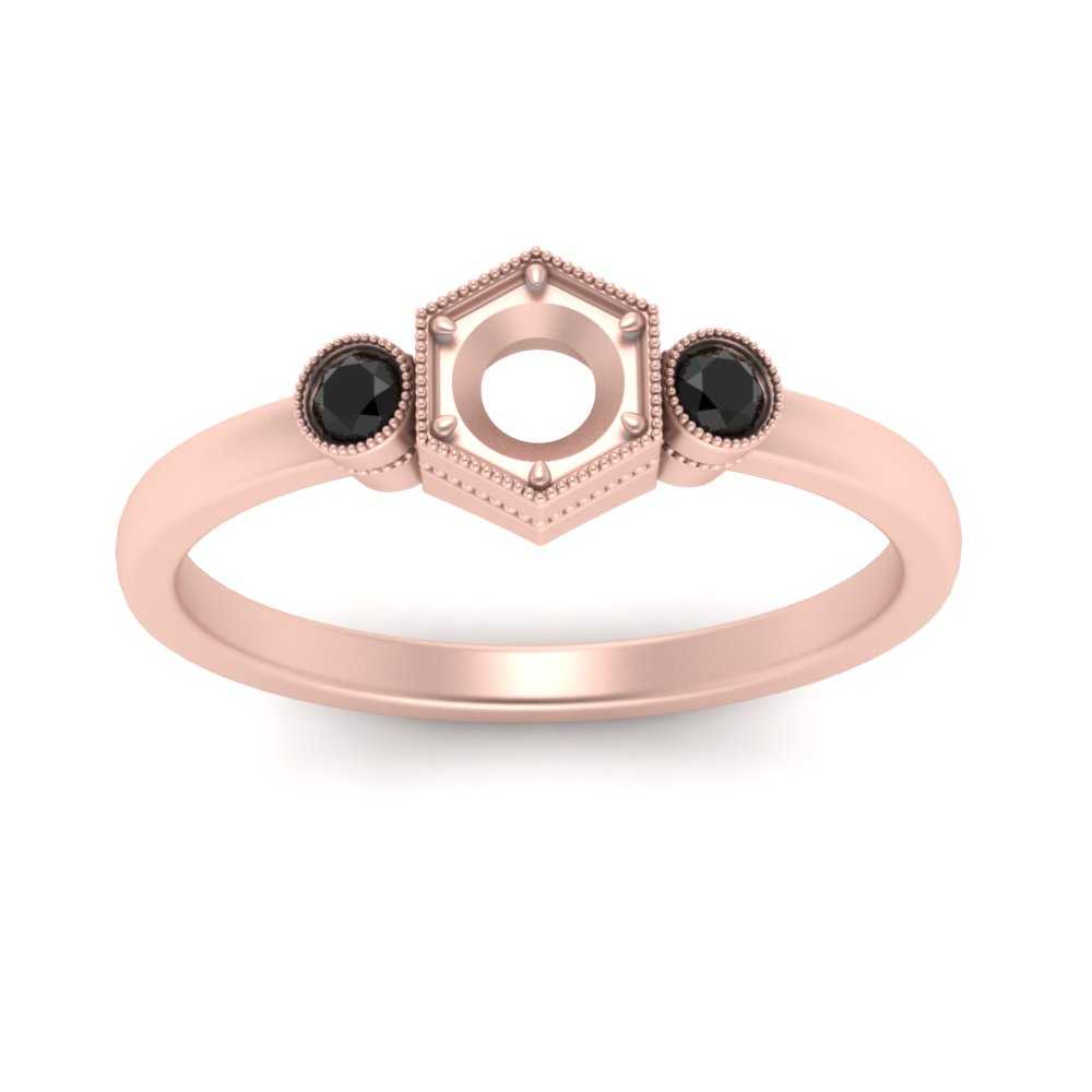 Semi Mount Hexagon Bezel 3 Stone Engagement Ring