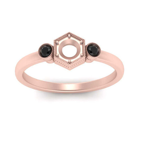 Semi Mount Hexagon Bezel 3 Stone Engagement Ring