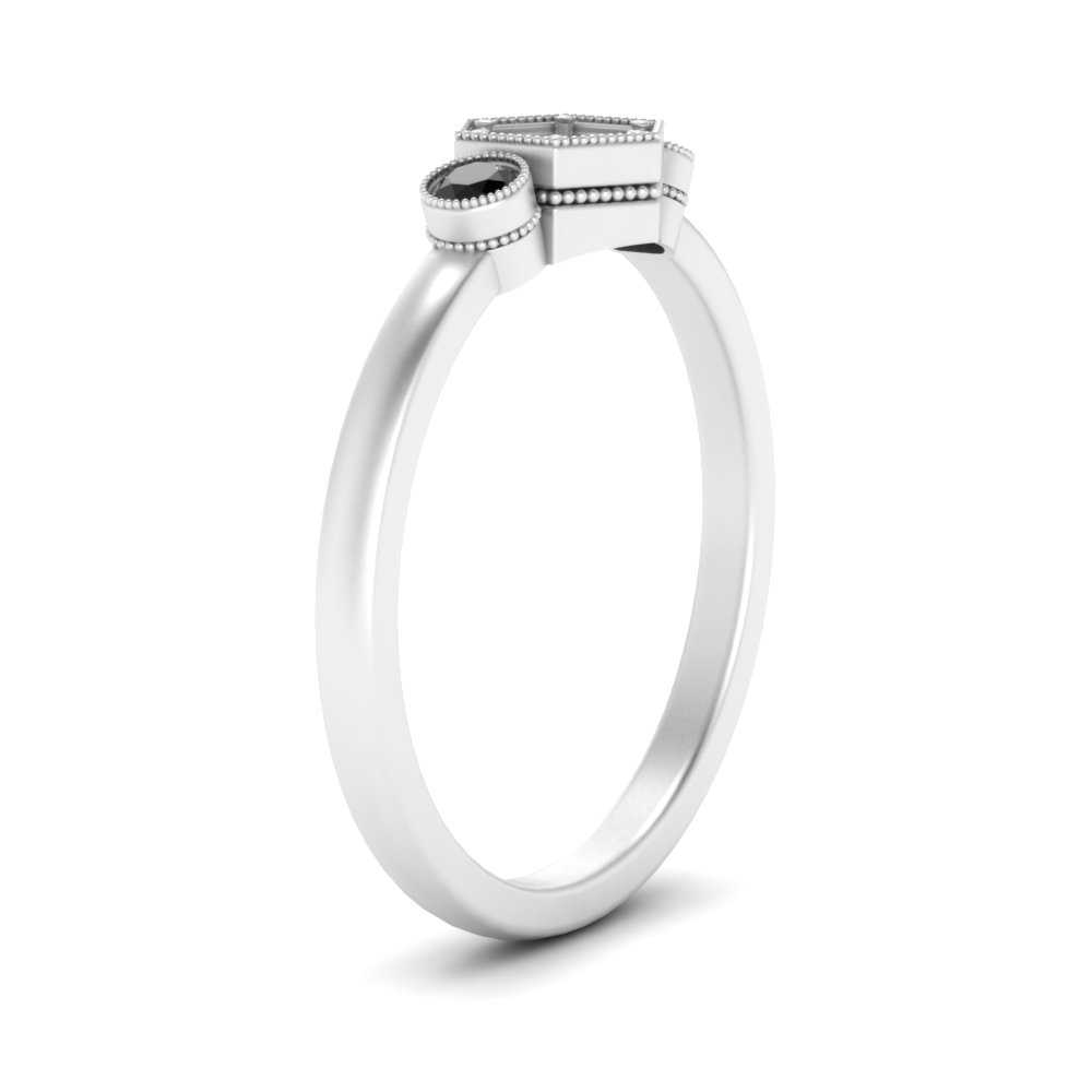 Semi Mount Hexagon Bezel 3 Stone Engagement Ring