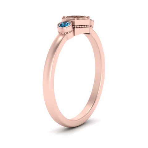 Semi Mount Hexagon Bezel 3 Stone Engagement Ring