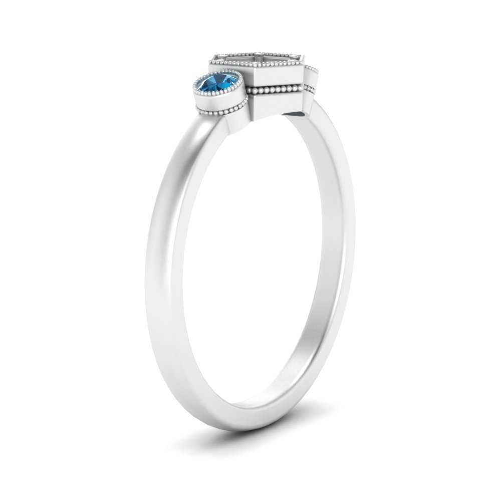 Semi Mount Hexagon Bezel 3 Stone Engagement Ring