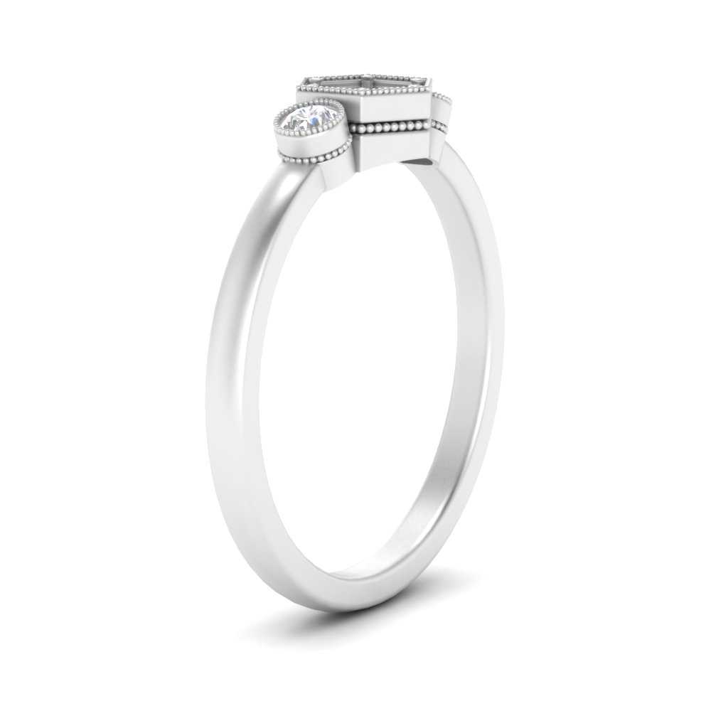 Semi Mount Hexagon Bezel 3 Stone Engagement Ring
