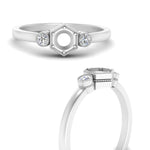 Load image into Gallery viewer, Semi Mount Hexagon Bezel 3 Stone Engagement Ring
