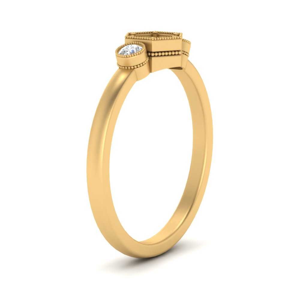 Semi Mount Hexagon Bezel 3 Stone Engagement Ring