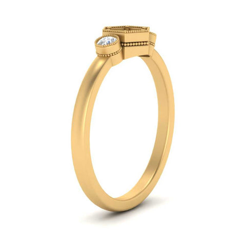 Semi Mount Hexagon Bezel 3 Stone Engagement Ring