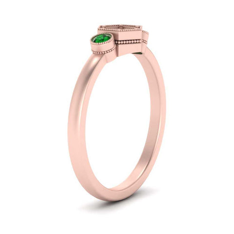 Semi Mount Hexagon Bezel 3 Stone Engagement Ring
