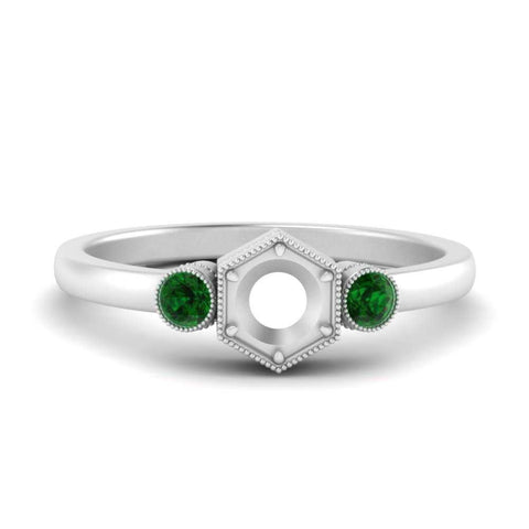 Semi Mount Hexagon Bezel 3 Stone Engagement Ring