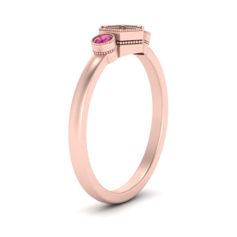 Semi Mount Hexagon Bezel 3 Stone Engagement Ring