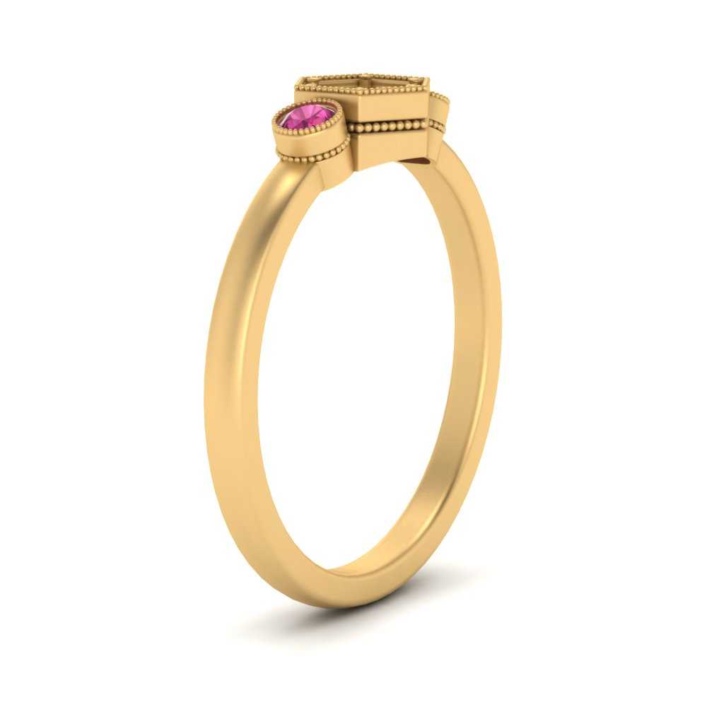 Semi Mount Hexagon Bezel 3 Stone Engagement Ring