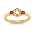 Load image into Gallery viewer, Semi Mount Hexagon Bezel 3 Stone Engagement Ring
