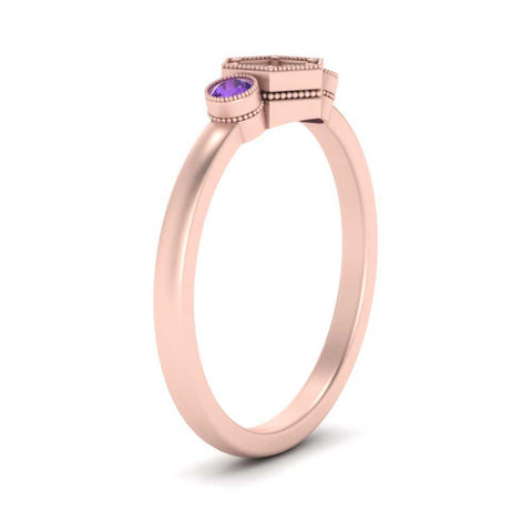 Semi Mount Hexagon Bezel 3 Stone Engagement Ring