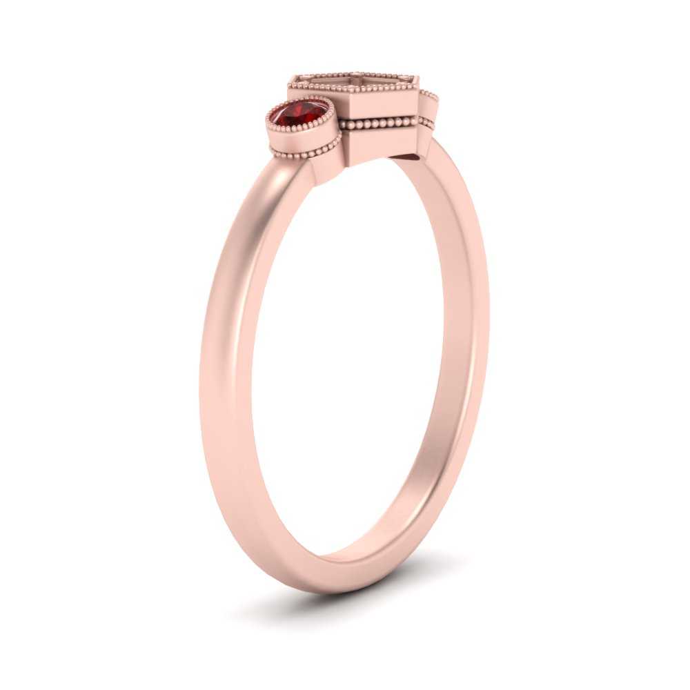 Semi Mount Hexagon Bezel 3 Stone Engagement Ring