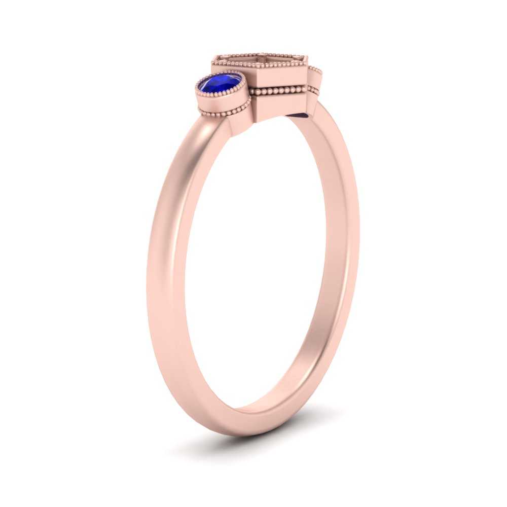 Semi Mount Hexagon Bezel 3 Stone Engagement Ring