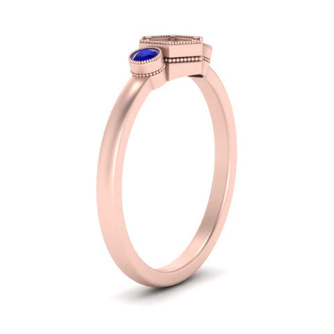 Semi Mount Hexagon Bezel 3 Stone Engagement Ring