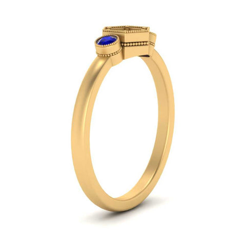 Semi Mount Hexagon Bezel 3 Stone Engagement Ring