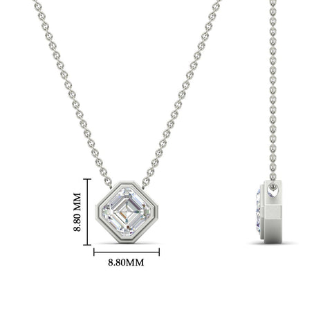Hexagon Bezel Asscher Cut Diamond Pendant Necklace