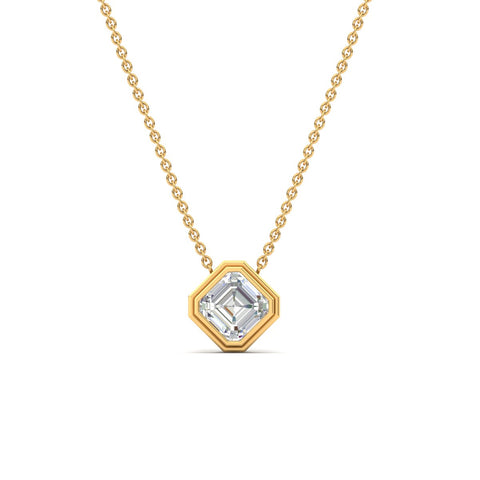 Hexagon Bezel Asscher Cut Diamond Pendant Necklace