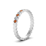 Load image into Gallery viewer, hexagon-women-diamond-band-with-orange-sapphire-in-white-gold-FD-9187GSAOR-NL-WG.jpg

