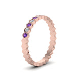 Load image into Gallery viewer, hexagon-women-diamond-band-with-purple-topaz-in-rose-gold-FD-9187GVITO-NL-RG.jpg
