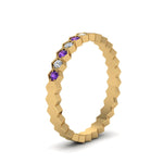 Load image into Gallery viewer, hexagon-women-diamond-band-with-purple-topaz-in-yellow-gold-FD-9187GVITO-NL-YG.jpg
