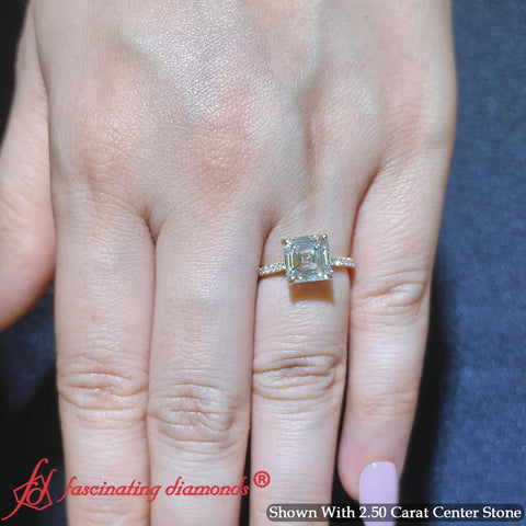 Hidden Halo Pavé Asscher Cut Diamond Engagement Ring
