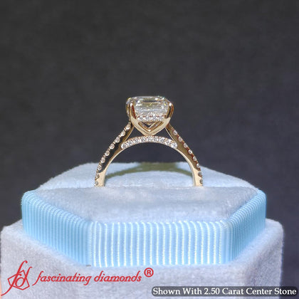 Hidden Halo Asscher Cut Diamond Engagement Ring