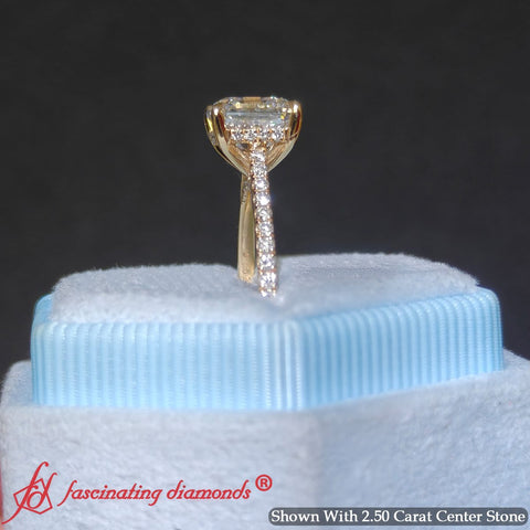 Hidden Halo Asscher Cut Diamond Engagement Ring