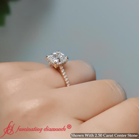 Hidden Halo Asscher Cut Diamond Engagement Ring