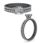 Load image into Gallery viewer, hidden-halo-asscher-wedding-ring-set-in-black-gold-FD9168ASANGLE3-NL-BG
