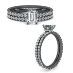 Load image into Gallery viewer, hidden-halo-emerald-cut-wedding-ring-set-in-black-gold-FD9168EMANGLE3-NL-BG

