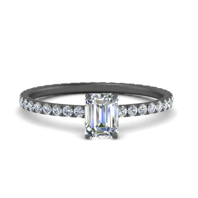 Eternity Emerald Cut Hidden Halo Engagement Ring