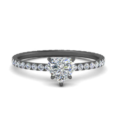 Lab Grown Heart Shape Hidden Halo Engagement Ring with Pave Accent 