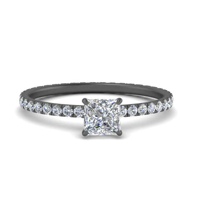 Eternity Princess Cut Hidden Halo Engagement Ring