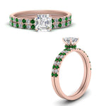 Load image into Gallery viewer, hidden-halo-half-way-asscher-cut-diamond-wedding-ring-set-with-emerald-in-FD9168ASGEMGRANGLE3-NL-RG
