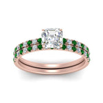 Load image into Gallery viewer, hidden-halo-half-way-asscher-cut-diamond-wedding-ring-set-with-emerald-in-FD9168ASGEMGRANGLE3-NL-RG
