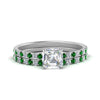 Load image into Gallery viewer, hidden-halo-half-way-asscher-cut-diamond-wedding-ring-set-with-emerald-in-FD9168ASGEMGRANGLE3-NL-WG