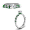 Load image into Gallery viewer, hidden-halo-half-way-asscher-cut-diamond-wedding-ring-set-with-emerald-in-FD9168ASGEMGRANGLE3-NL-WG