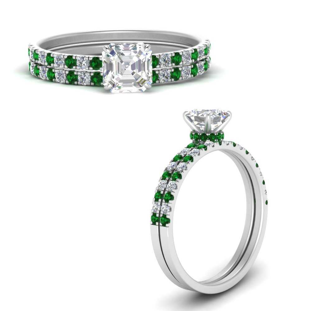 hidden-halo-half-way-asscher-cut-diamond-wedding-ring-set-with-emerald-in-FD9168ASGEMGRANGLE3-NL-WG