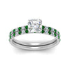 Load image into Gallery viewer, hidden-halo-half-way-asscher-cut-diamond-wedding-ring-set-with-emerald-in-FD9168ASGEMGRANGLE3-NL-WG