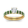 Load image into Gallery viewer, hidden-halo-half-way-asscher-cut-diamond-wedding-ring-set-with-emerald-in-FD9168ASGEMGRANGLE3-NL-YG