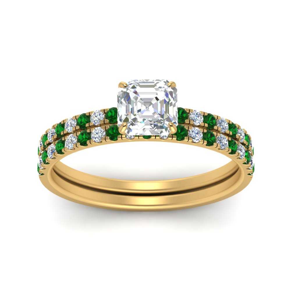 hidden-halo-half-way-asscher-cut-diamond-wedding-ring-set-with-emerald-in-FD9168ASGEMGRANGLE3-NL-YG
