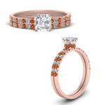 Load image into Gallery viewer, hidden-halo-half-way-asscher-cut-diamond-wedding-ring-set-with-orange-sapphire-in-FD9168ASGSAORANGLE3-NL-RG
