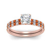 Load image into Gallery viewer, hidden-halo-half-way-asscher-cut-diamond-wedding-ring-set-with-orange-sapphire-in-FD9168ASGSAORANGLE3-NL-RG