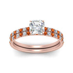 Load image into Gallery viewer, hidden-halo-half-way-asscher-cut-diamond-wedding-ring-set-with-orange-sapphire-in-FD9168ASGSAORANGLE3-NL-RG
