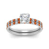 Load image into Gallery viewer, hidden-halo-half-way-asscher-cut-diamond-wedding-ring-set-with-orange-sapphire-in-FD9168ASGSAORANGLE3-NL-WG