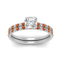 Thumbnail 15 - hidden-halo-half-way-asscher-cut-diamond-wedding-ring-set-with-orange-sapphire-in-FD9168ASGSAORANGLE3-NL-WG