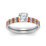 Load image into Gallery viewer, hidden-halo-half-way-asscher-cut-diamond-wedding-ring-set-with-orange-sapphire-in-FD9168ASGSAORANGLE3-NL-WG
